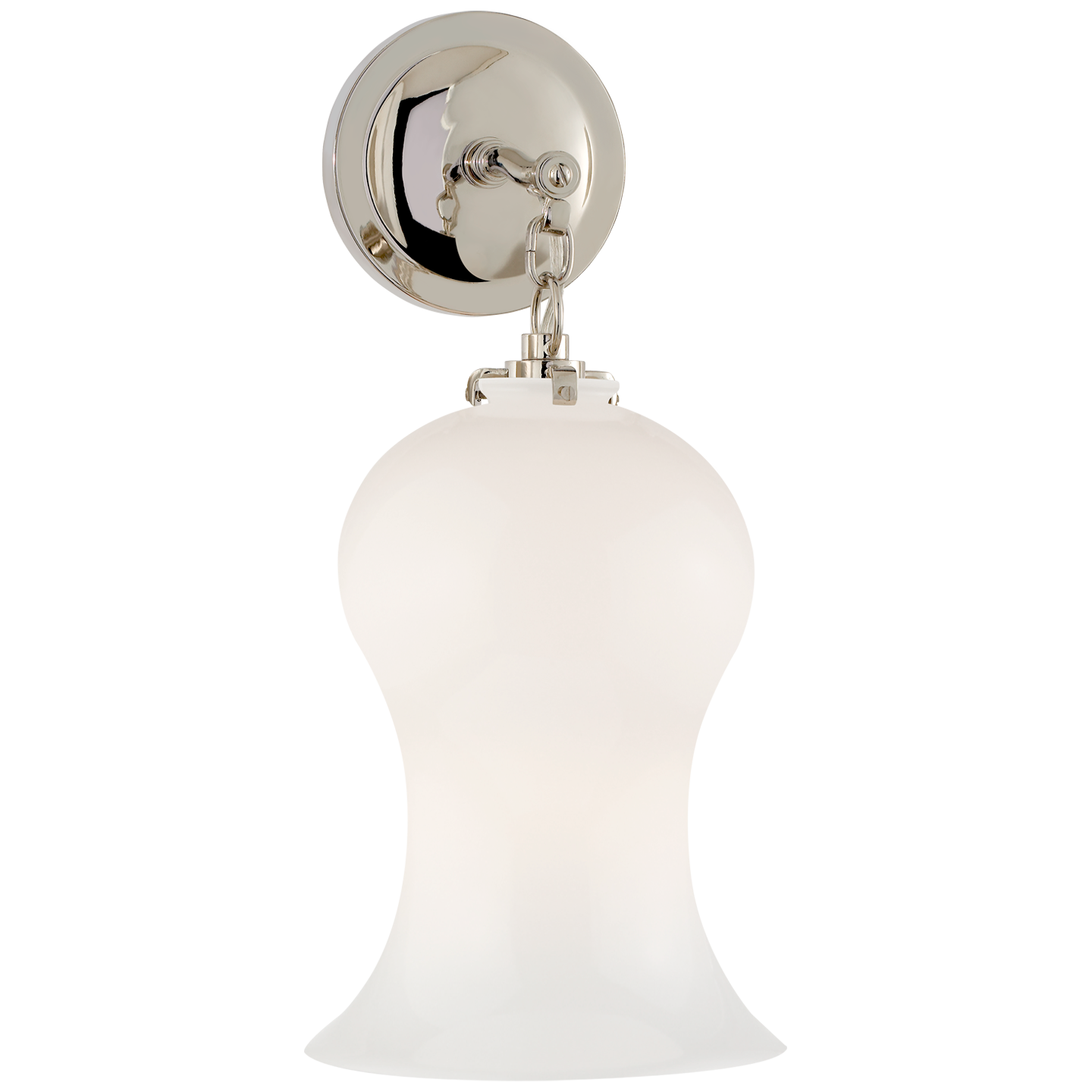 Katie Small Bell Jar Sconce in Polished Nickel with White Glass