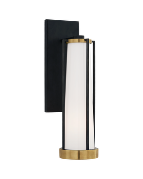 Calix Bracketed Sconce in Bronze and Brass with White Glass