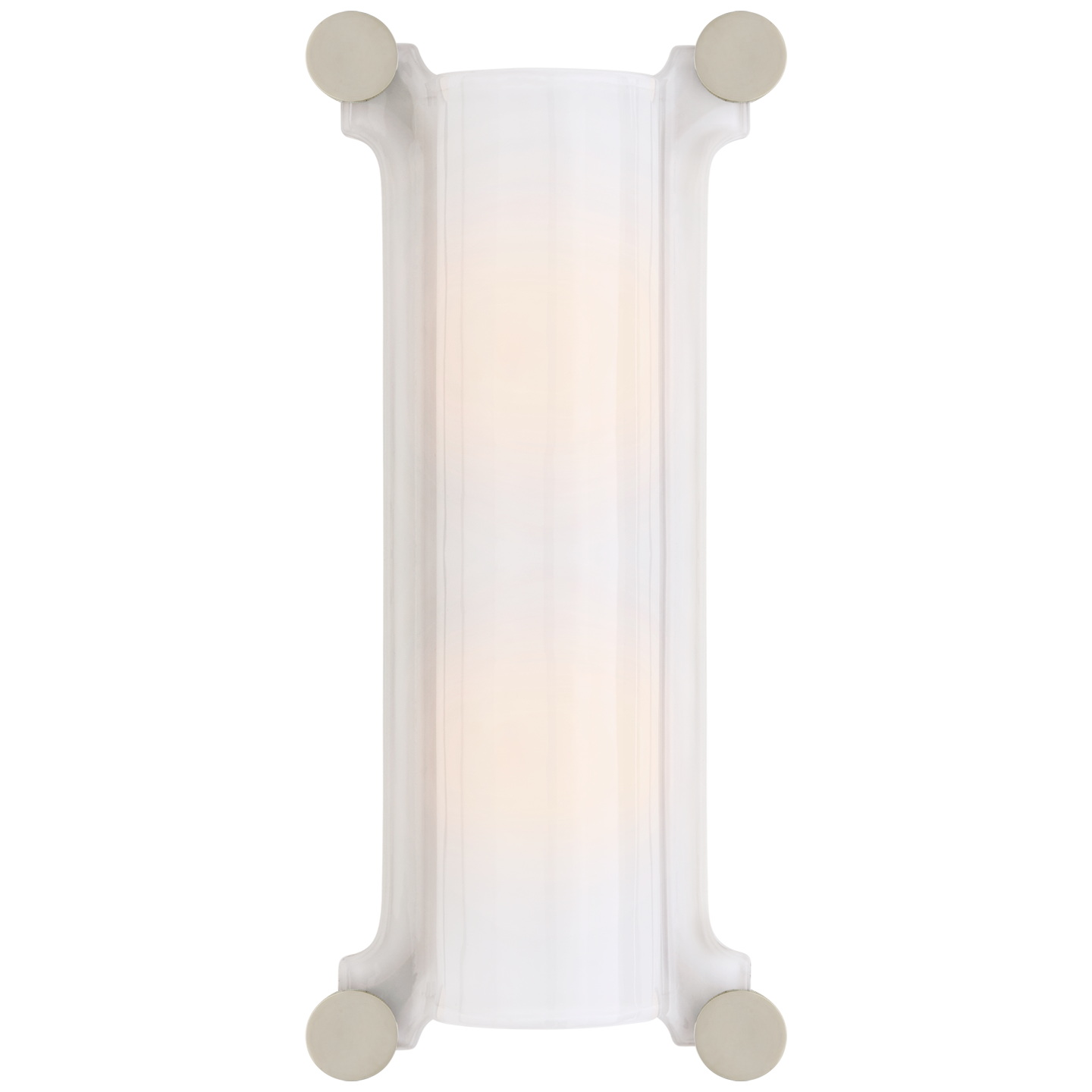 Chirac Tall Sconce in Polished Nickel with White Glass