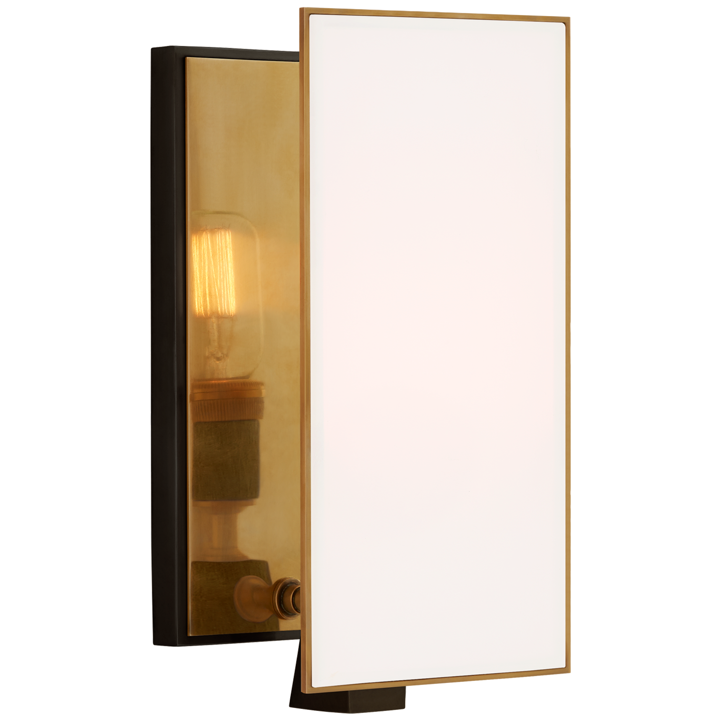 Albertine Small Sconce in Bronze and Brass with White Glass Diffuser