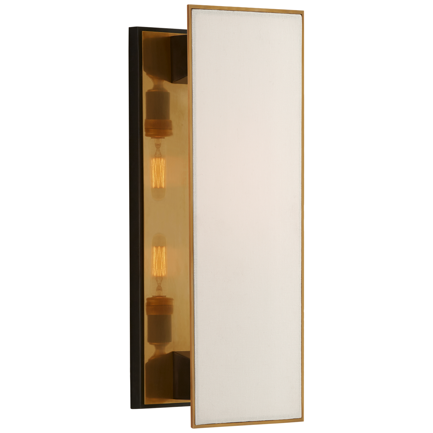 Albertine Medium Sconce in Bronze and Brass with Linen Diffuser