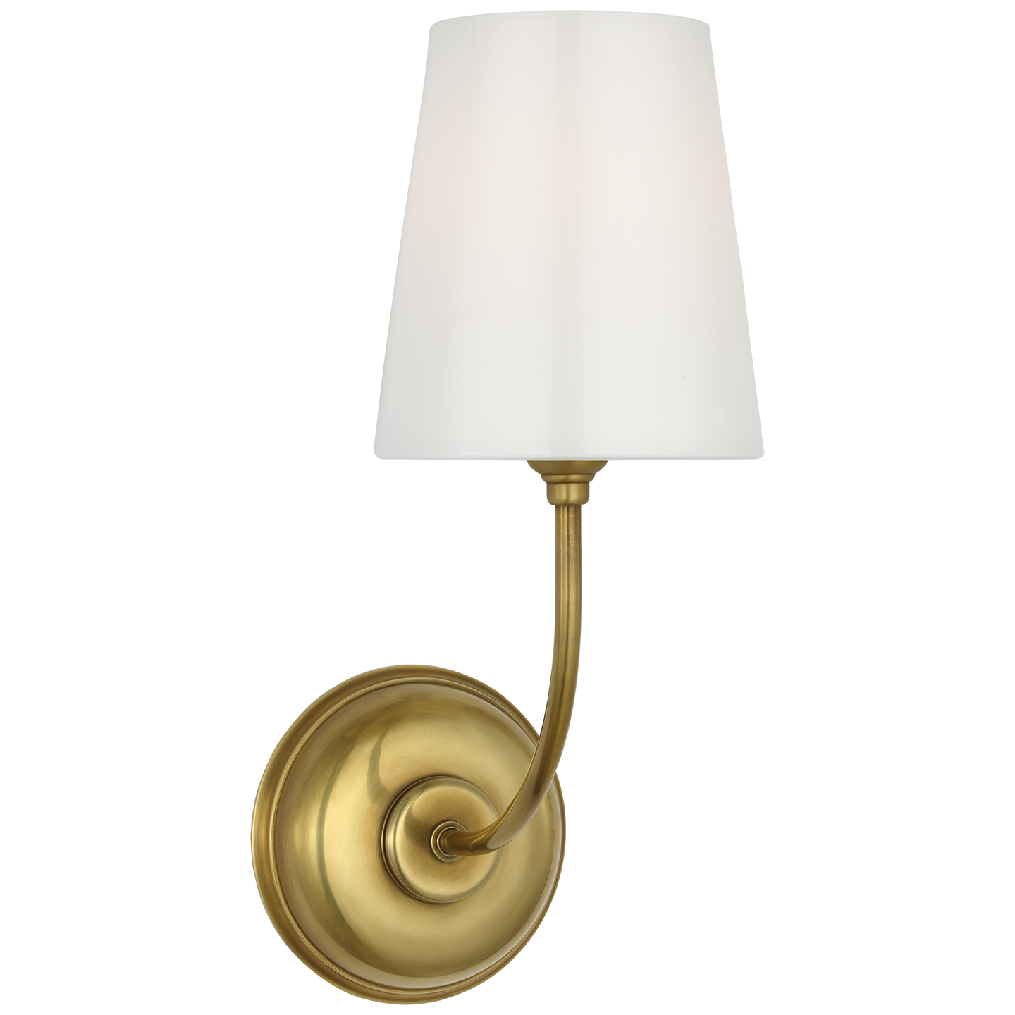 Vendome Single Sconce in Hand-Rubbed Antique Brass with White Glass 220V