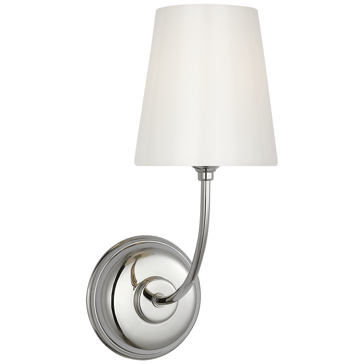 Vendome Single Sconce in Polished Nickel with White Glass 220V