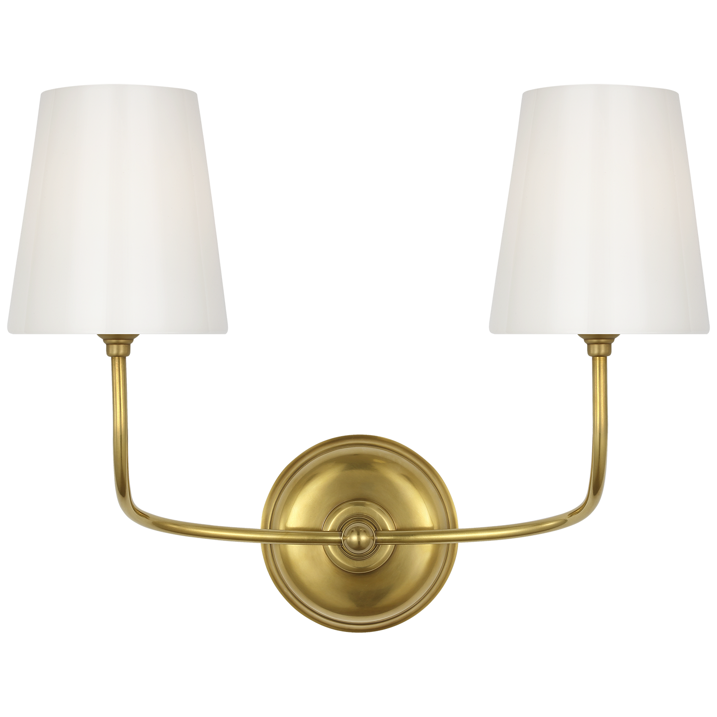 Vendome Double Sconce in Hand-Rubbed Antique Brass with White Glass 220V