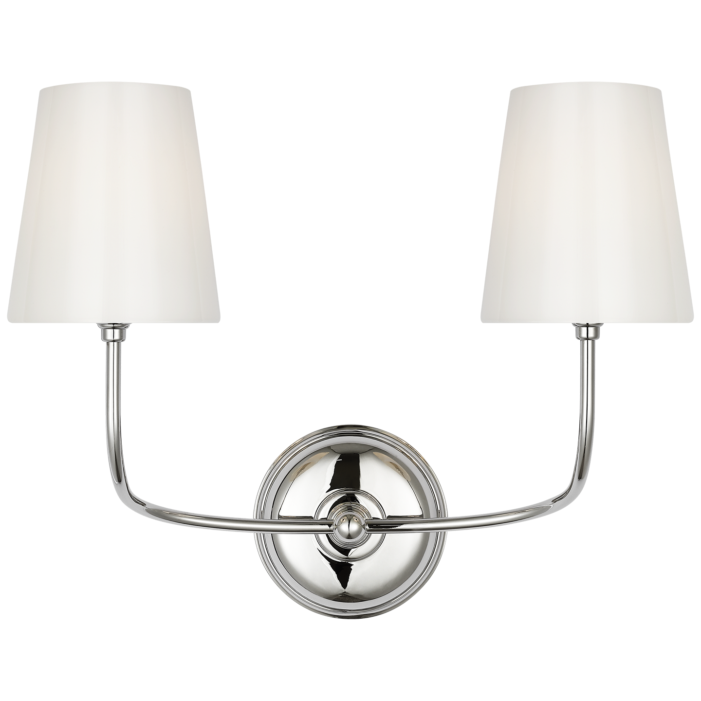 Vendome Double Sconce in Polished Nickel with White Glass 220V