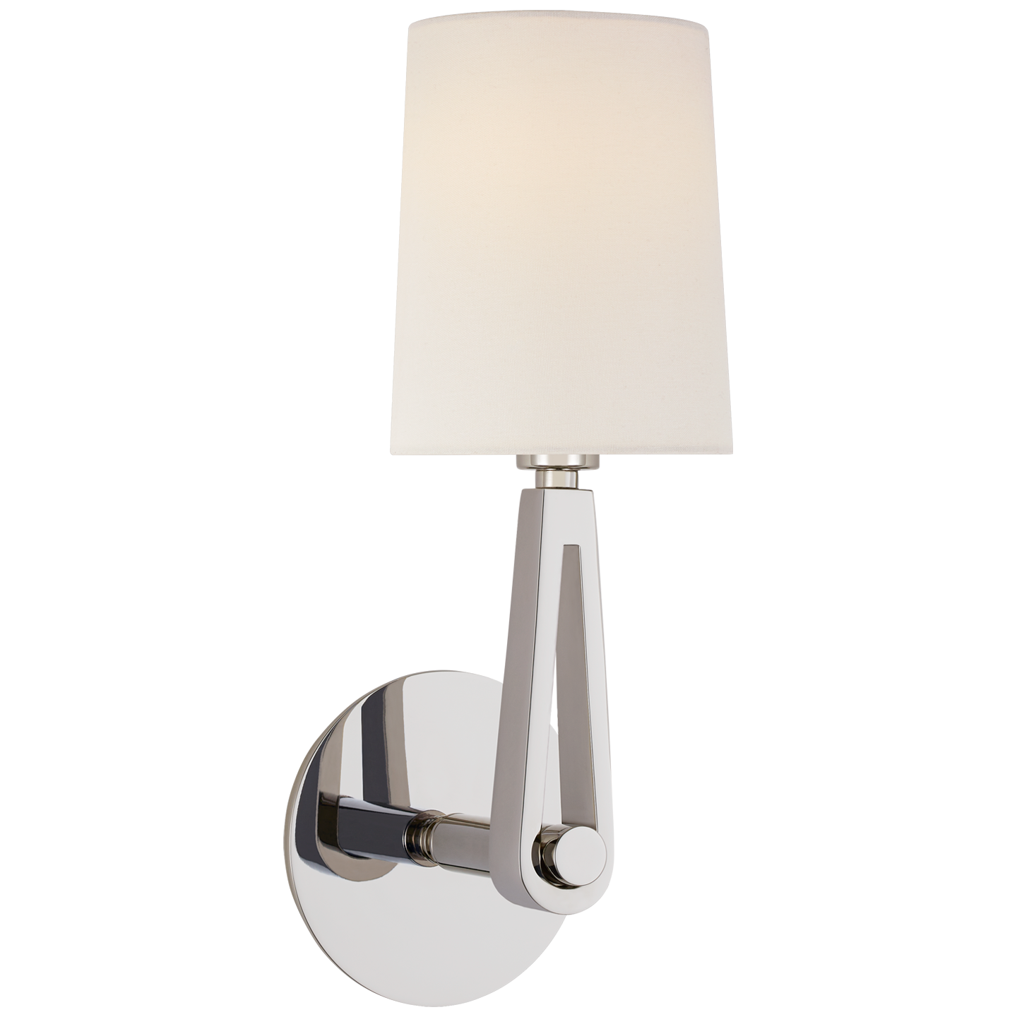 Alpha Single Sconce in Polished Nickel with Linen Shade Open Box