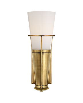 Robinson Single Sconce in Hand-Rubbed Antique Brass with White Glass