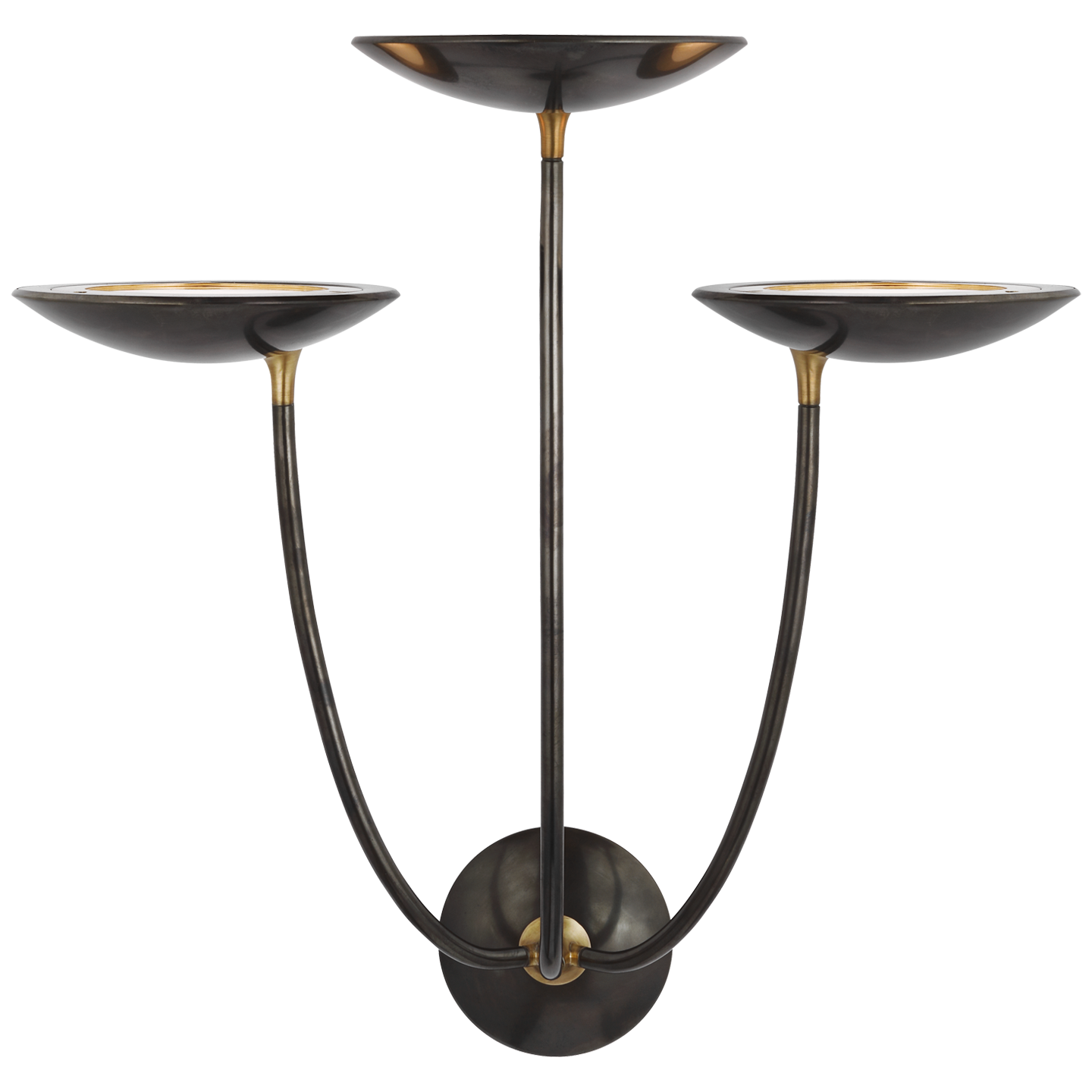 Keira Large Triple Sconce in Bronze and Hand-Rubbed Antique Brass