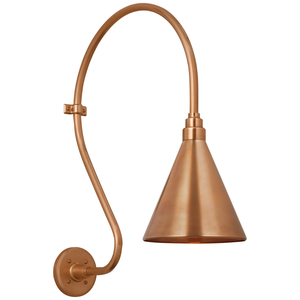 Academy 18" Larrabee Barn Light in Soft Copper with 9" Conical Savannah Shade
