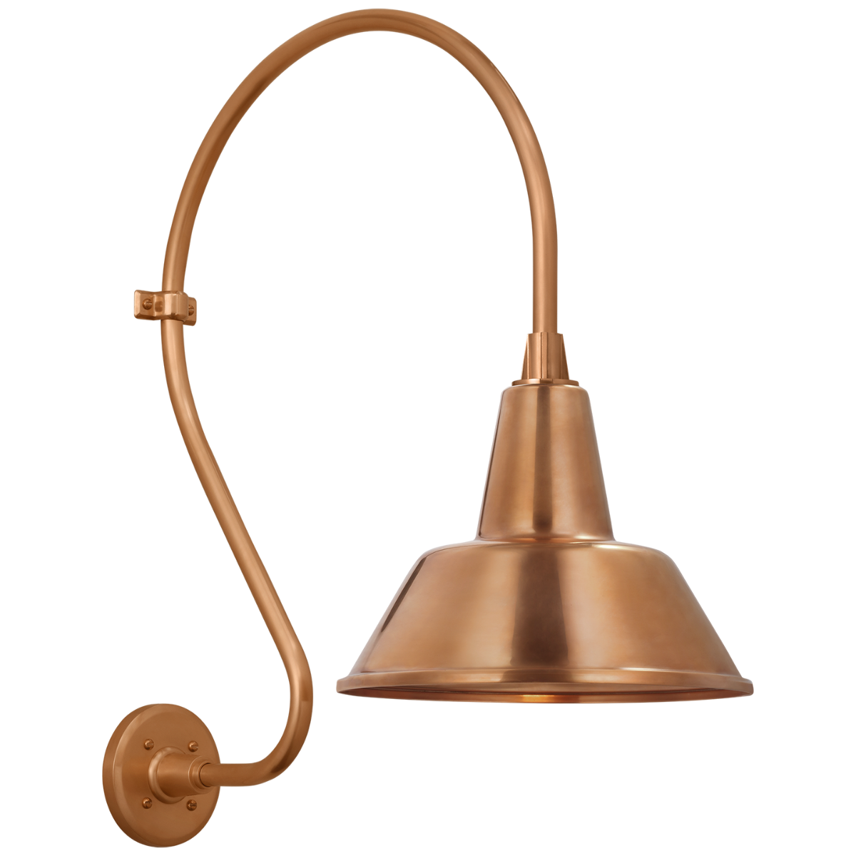Academy 18" Larrabee Barn Light in Soft Copper with 12.5" Bowers Shade