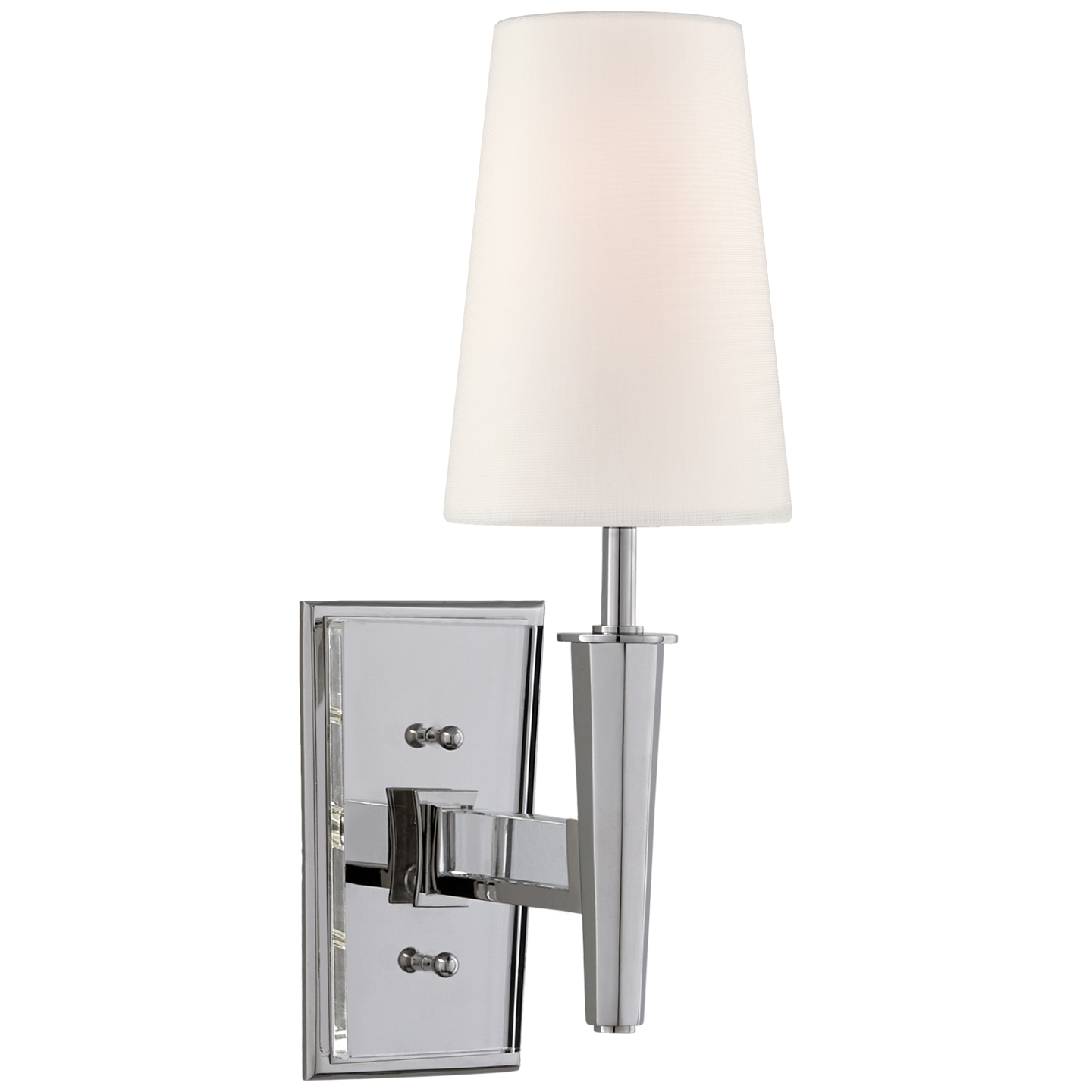 Lyra Small Sconce in Polished Nickel and Crystal with Linen Shade