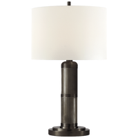Longacre Small Table Lamp in Bronze with Linen Shade