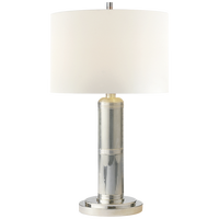 Longacre Small Table Lamp in Polished Nickel with Linen Shade