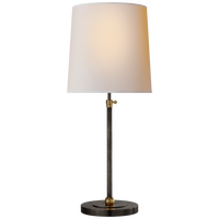 Bryant Large Table Lamp in Bronze and Hand-Rubbed Antique Brass with Natural Paper Shade