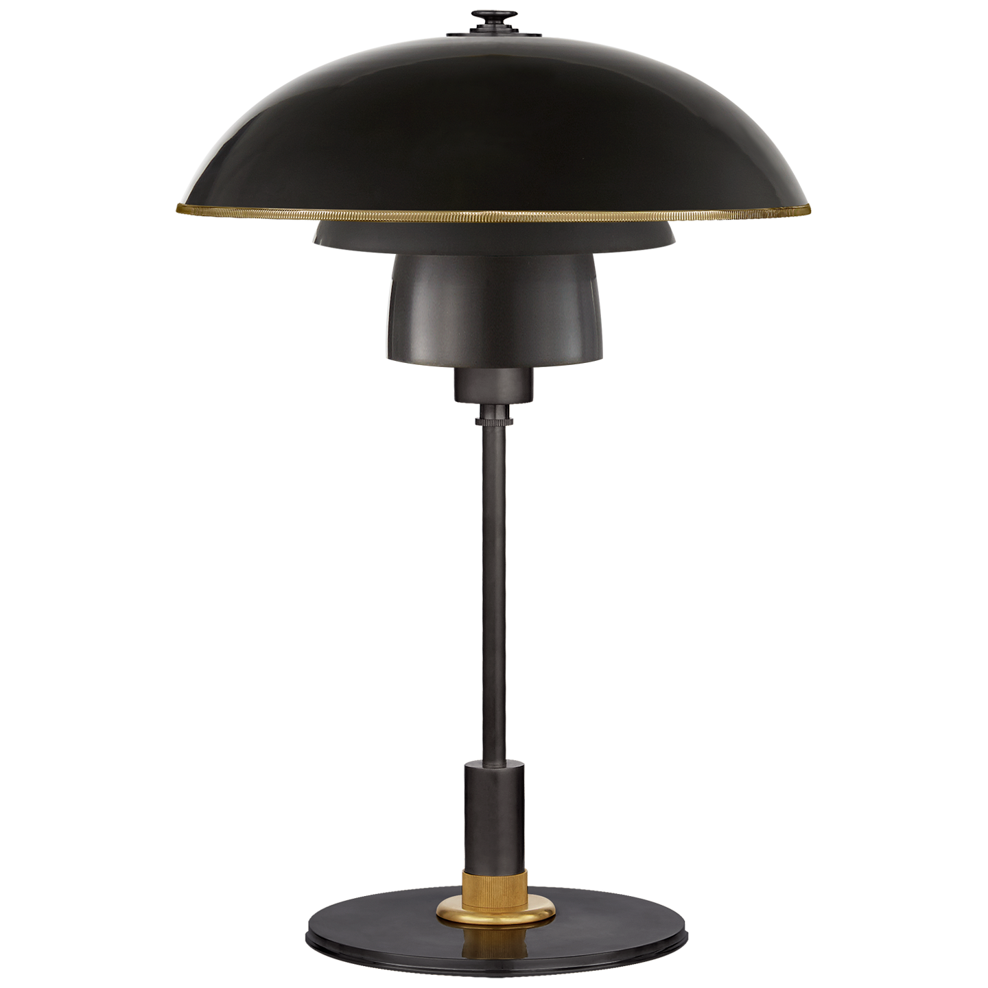 Whitman Desk Lamp in Bronze and Hand-Rubbed Antique Brass with Brass Trimmed Bronze Shade