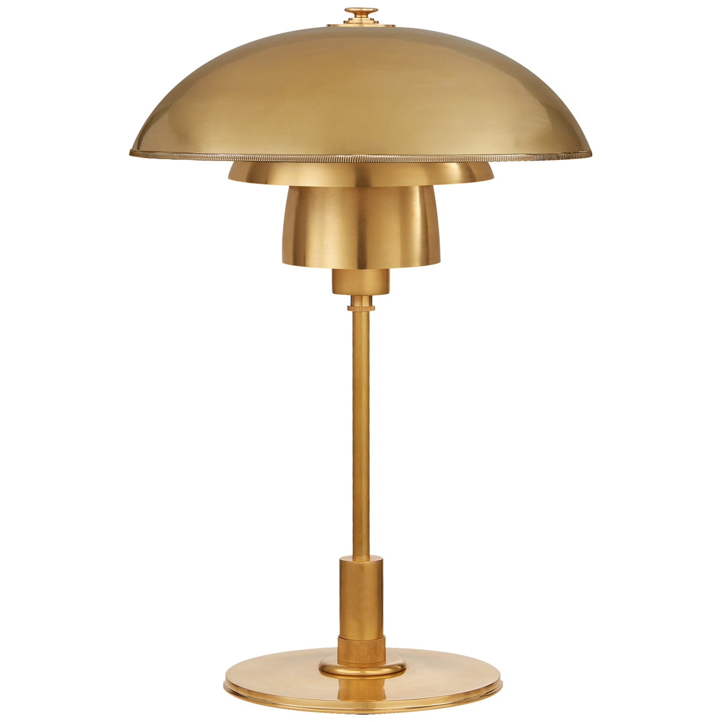 Whitman Desk Lamp in Hand-Rubbed Antique Brass with Hand-Rubbed Antique Brass Shade