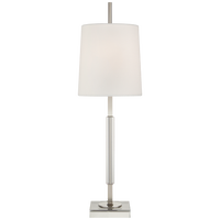 Lexington Medium Table Lamp in Polished Nickel and Crystal with Linen Shade
