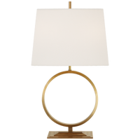 Simone Medium Table Lamp in Hand-Rubbed Antique Brass with Linen Shade