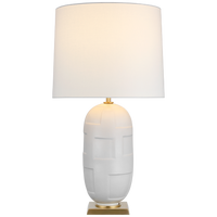 Incasso Large Table Lamp in Plaster White with Linen Shade