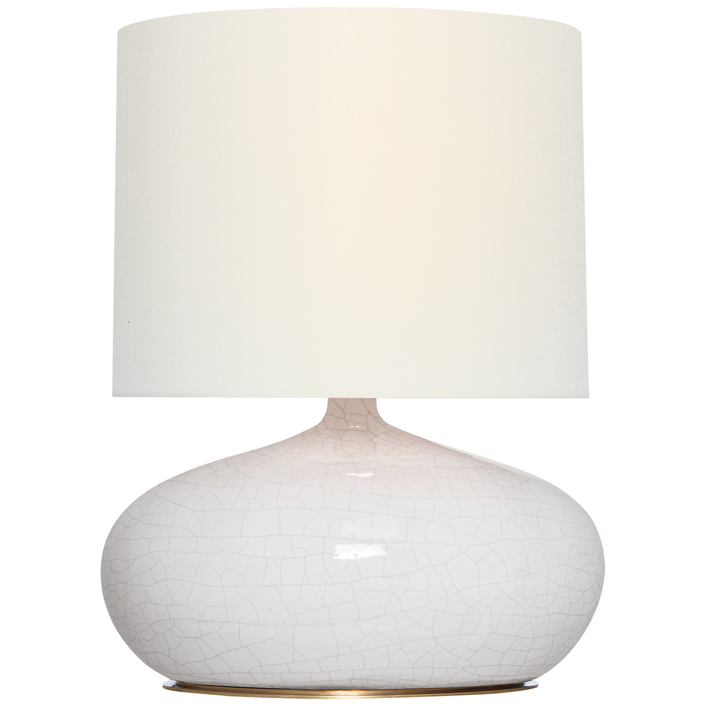 Olinda 24" Low Table Lamp in Crackled Ivory with Linen Shade Open Box