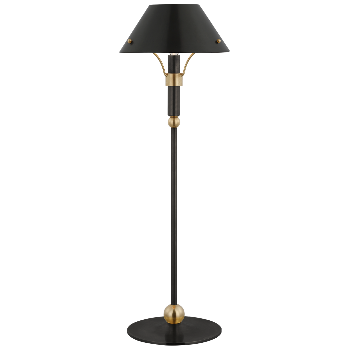 Turlington Medium Table Lamp in Bronze and Hand-Rubbed Antique Brass with Bronze Shade