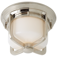 Milton Short Flush Mount in Polished Nickel with White Glass