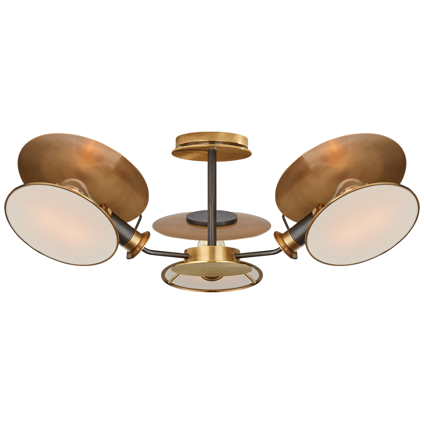 Osiris Medium Reflector Semi-Flush Mount in Bronze and HAB with Linen Diffusers