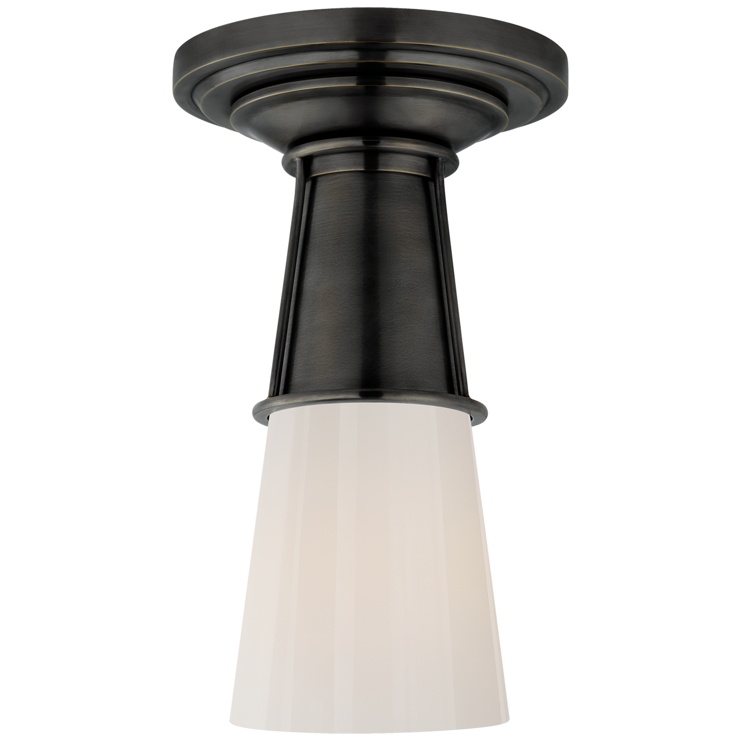 Robinson Small Flush in Bronze with White Glass