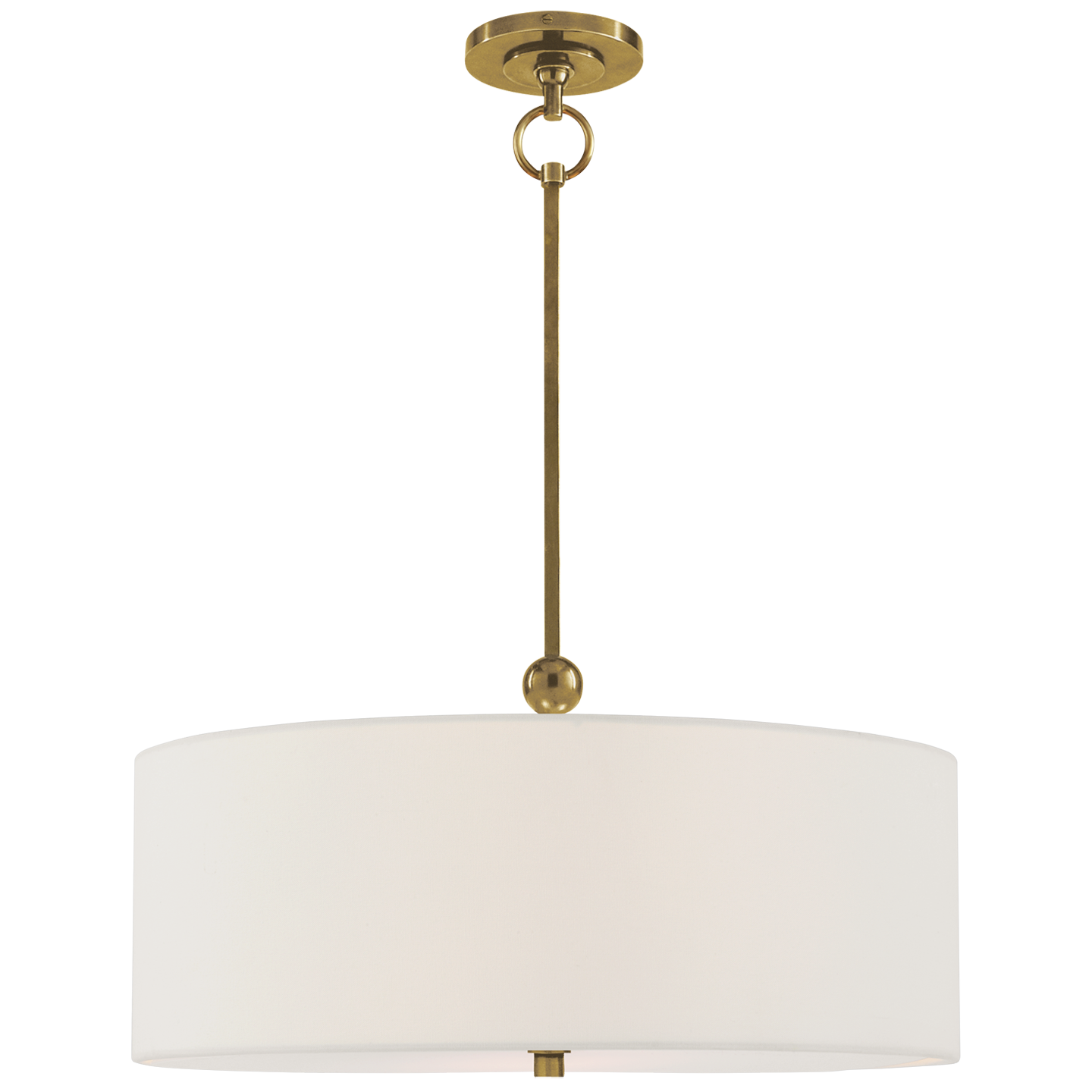 Reed Hanging Shade in Hand-Rubbed Antique Brass with Linen Shade