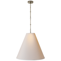 Goodman Large Hanging Lamp in Antique Nickel with Natural Paper Shade