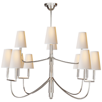 Farlane Large Chandelier in Polished Silver with Natural Paper Shades
