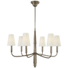 Farlane Small Chandelier in Antique Nickel with Linen Shades