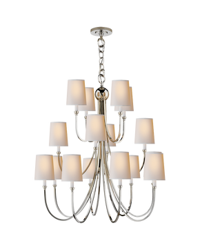 Reed Extra Large Chandelier in Polished Nickel with Natural Paper Shades