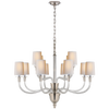 Vivian Large Two-Tier Chandelier in Polished Nickel with Natural Paper Shades