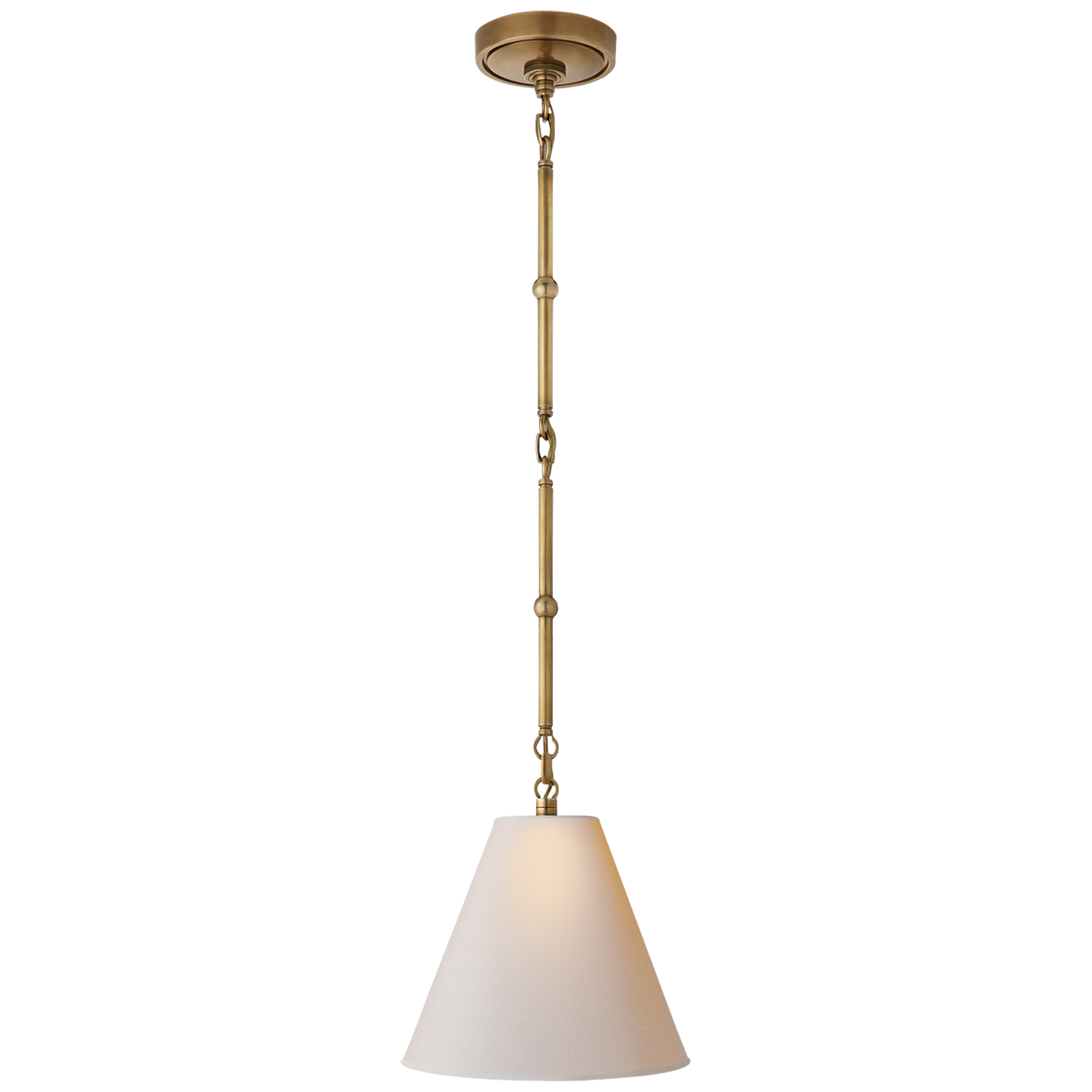 Goodman Petite Hanging Shade in Hand-Rubbed Antique Brass with Natural Paper Shade Open Box
