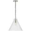 Katie Conical Pendant in Polished Nickel with Clear Glass