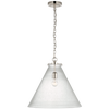 Katie Large Conical Pendant in Polished Nickel with Seeded Glass