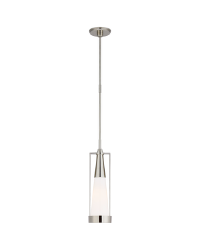 Calix Small Pendant in Polished Nickel with White Glass