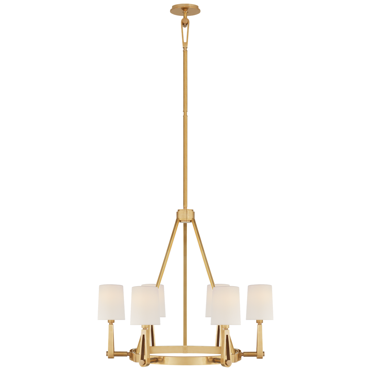 Alpha Medium Chandelier in Hand-Rubbed Antique Brass with Linen Shades