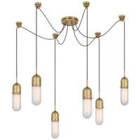 Junio 6-Light Chandelier in Hand-Rubbed Antique Brass with Frosted Glass