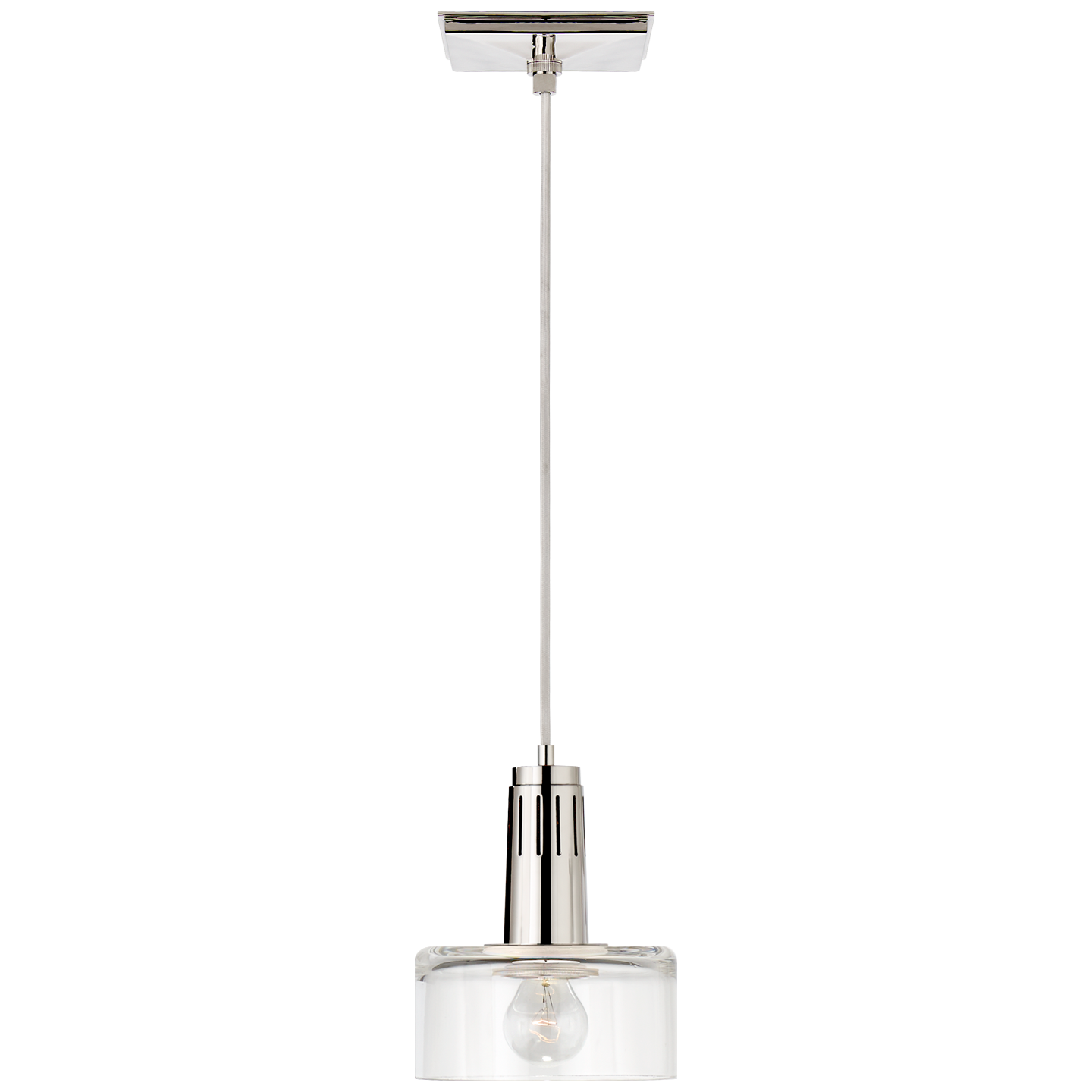 Iris Single Pendant in Polished Nickel with Clear Glass