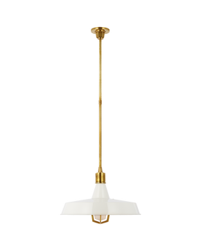 Fitz XL Pendant in Hand-Rubbed Antique Brass with White Shade