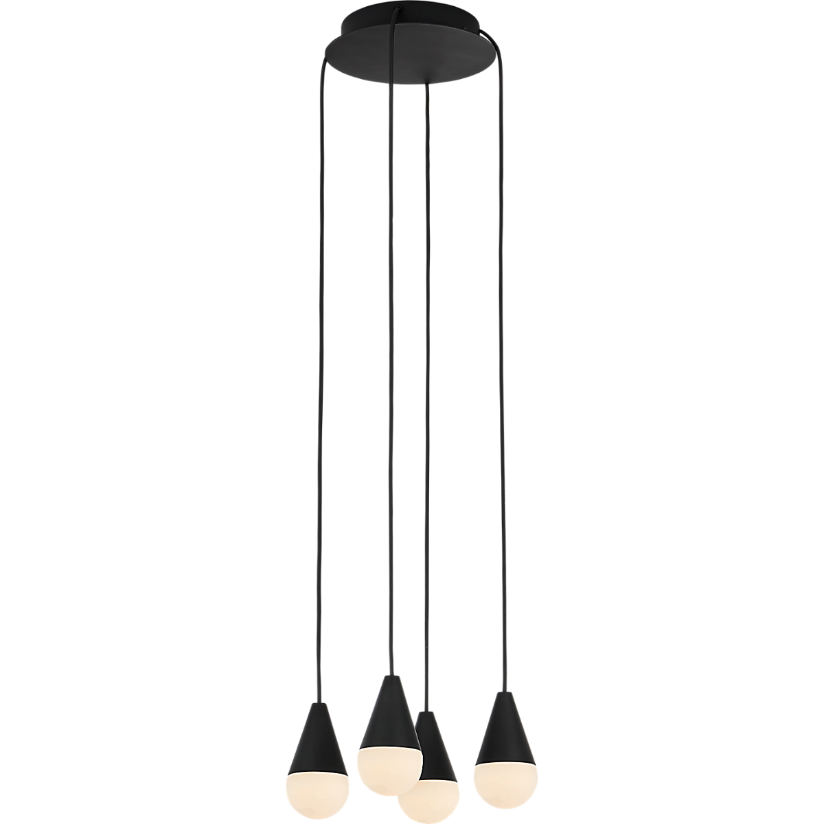 Cupola Alabaster 4 Light Chandelier Nightshade Black 3000K 90 CRI