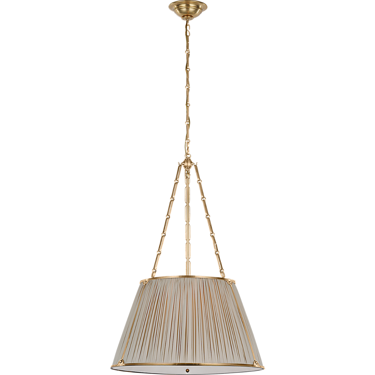 Allister 21" Hanging Shade in Hand-Rubbed Antique Brass with Champagne Silk Pleated Shade
