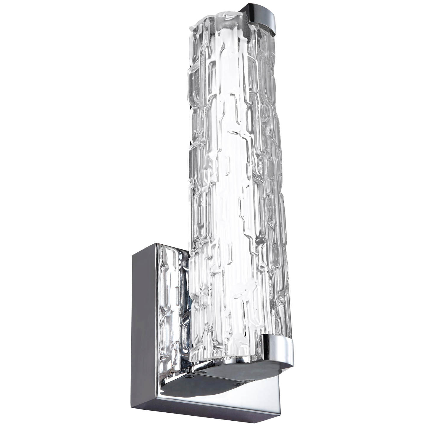 Cutler 13" LED Sconce Chrome Bulbs Inc Clear Staggered Rock Glass