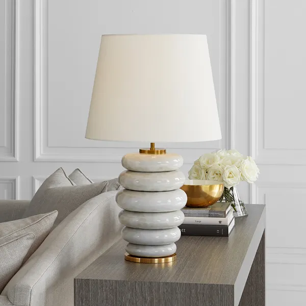 Decorative table lamp with stacked base