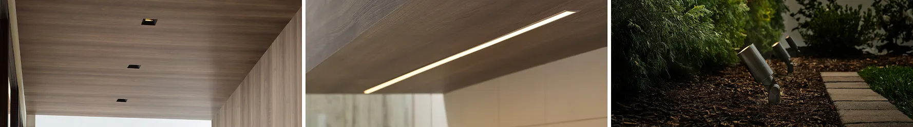 Recessed ceiling lights in wooden interior